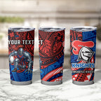 Personalised Newcastle Knights Tumbler Cup Polynesian Tribal Art Style With Armored Knight Mascot