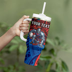 Personalised Newcastle Knights Tumbler With Handle Polynesian Tribal Art Style With Armored Knight Mascot