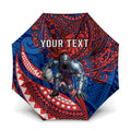 Personalised Newcastle Knights Umbrella Polynesian Tribal Art Style With Armored Knight Mascot