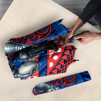 Personalised Newcastle Knights Umbrella Polynesian Tribal Art Style With Armored Knight Mascot