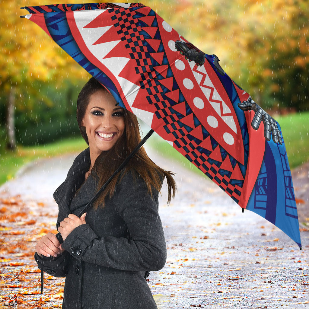 Personalised Newcastle Knights Umbrella Polynesian Tribal Art Style With Armored Knight Mascot