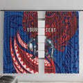 Personalised Newcastle Knights Window Curtain Polynesian Tribal Art Style With Armored Knight Mascot