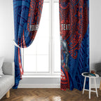 Personalised Newcastle Knights Window Curtain Polynesian Tribal Art Style With Armored Knight Mascot