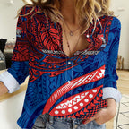Personalised Newcastle Knights Women Casual Shirt Polynesian Tribal Art Style With Armored Knight Mascot