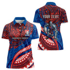 Personalised Newcastle Knights Women Polo Shirt Polynesian Tribal Art Style With Armored Knight Mascot