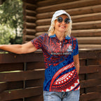 Personalised Newcastle Knights Women Polo Shirt Polynesian Tribal Art Style With Armored Knight Mascot
