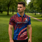 Personalised Newcastle Knights Zipper Polo Shirt Polynesian Tribal Art Style With Armored Knight Mascot