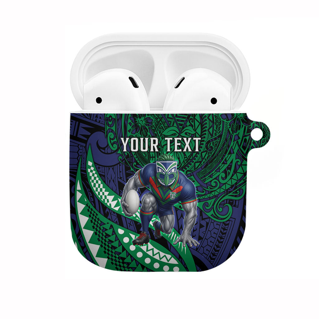 Personalised New Zealand Warriors AirPods Case Polynesian Tribal Art Style With Fierce Warrior Mascot