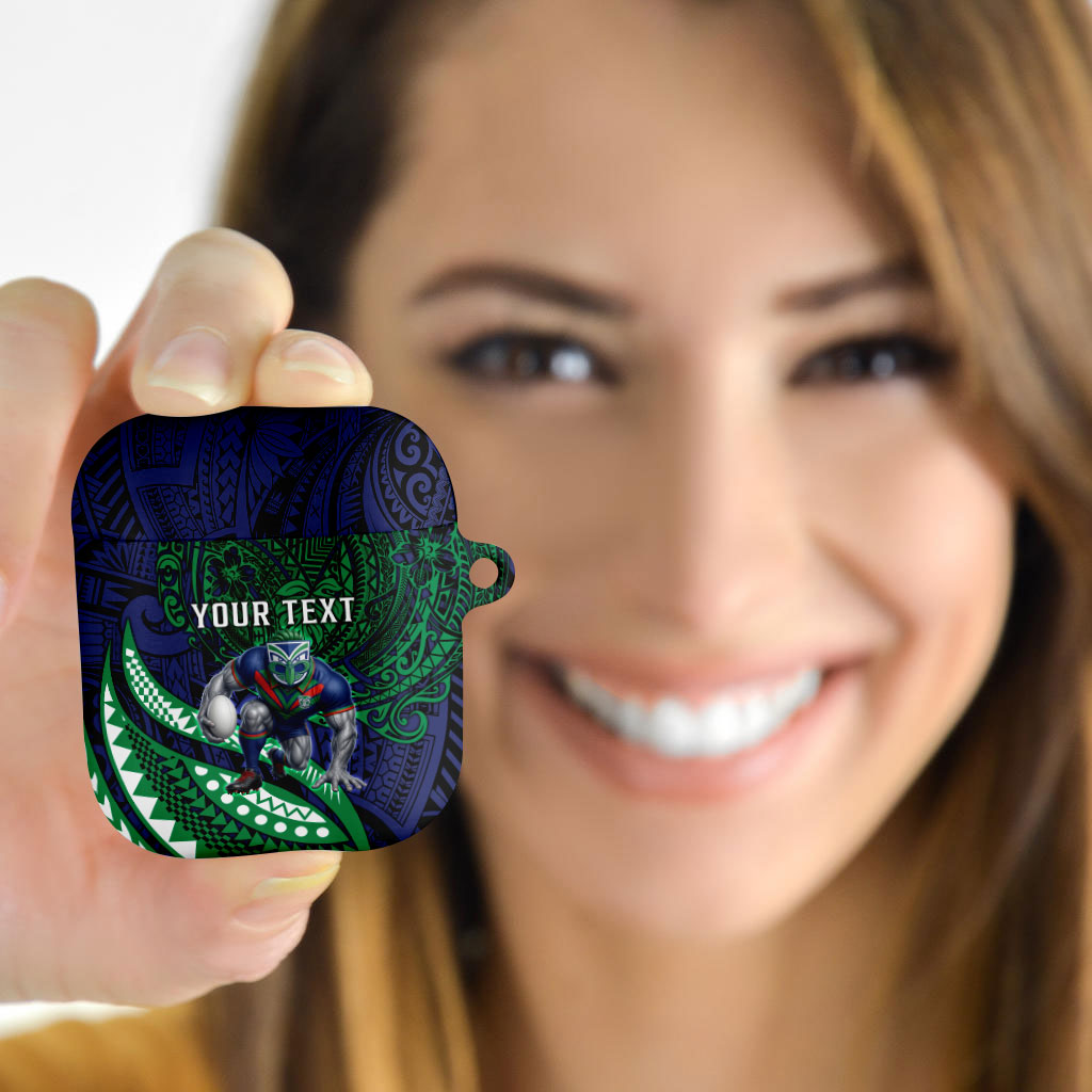 Personalised New Zealand Warriors AirPods Case Polynesian Tribal Art Style With Fierce Warrior Mascot