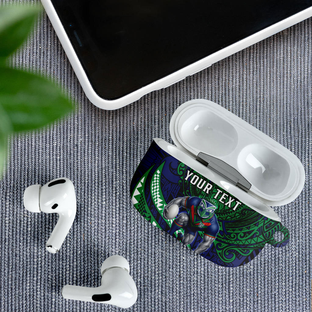 Personalised New Zealand Warriors AirPods Case Polynesian Tribal Art Style With Fierce Warrior Mascot