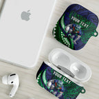 Personalised New Zealand Warriors AirPods Case Polynesian Tribal Art Style With Fierce Warrior Mascot