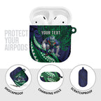 Personalised New Zealand Warriors AirPods Case Polynesian Tribal Art Style With Fierce Warrior Mascot