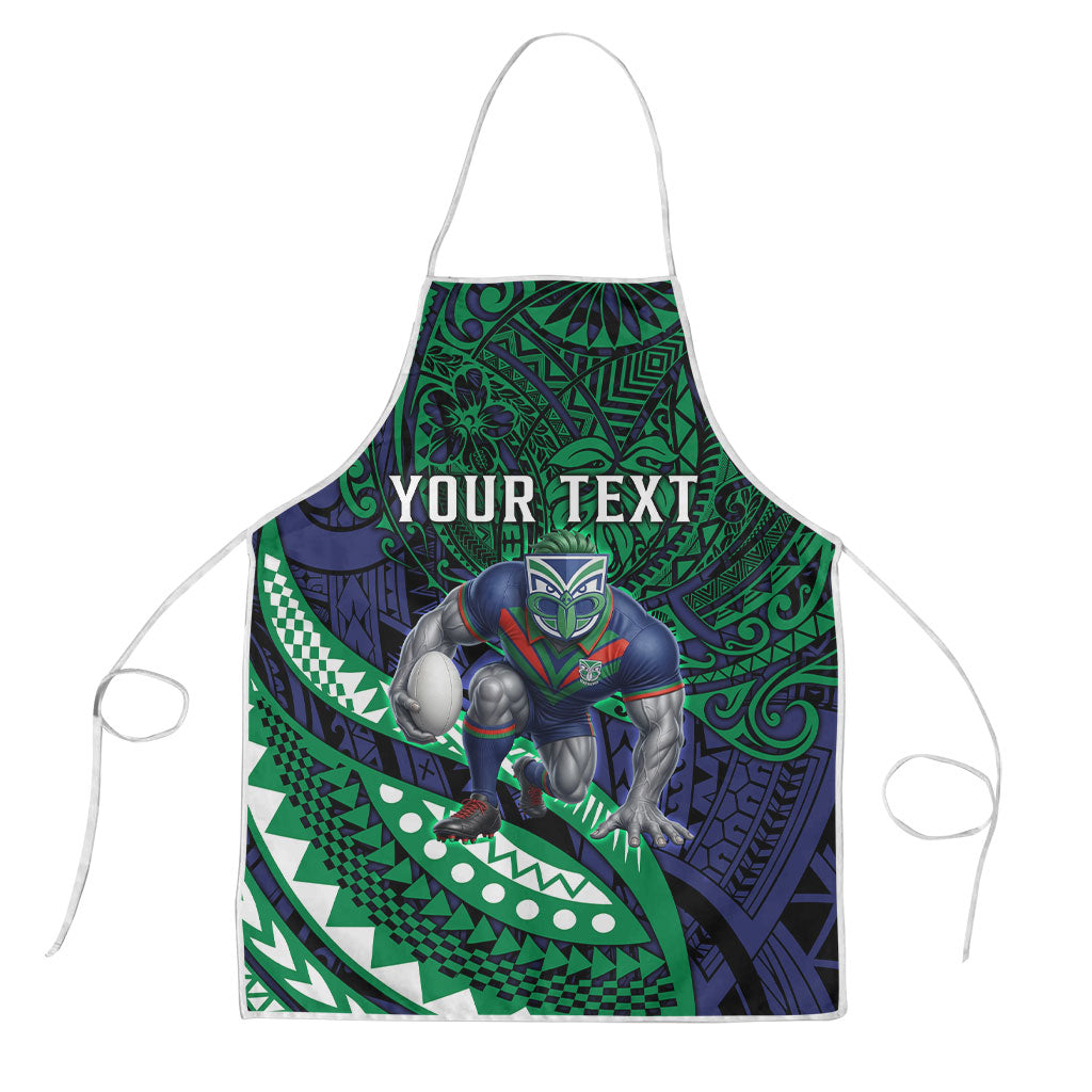 Personalised New Zealand Warriors Apron Polynesian Tribal Art Style With Fierce Warrior Mascot