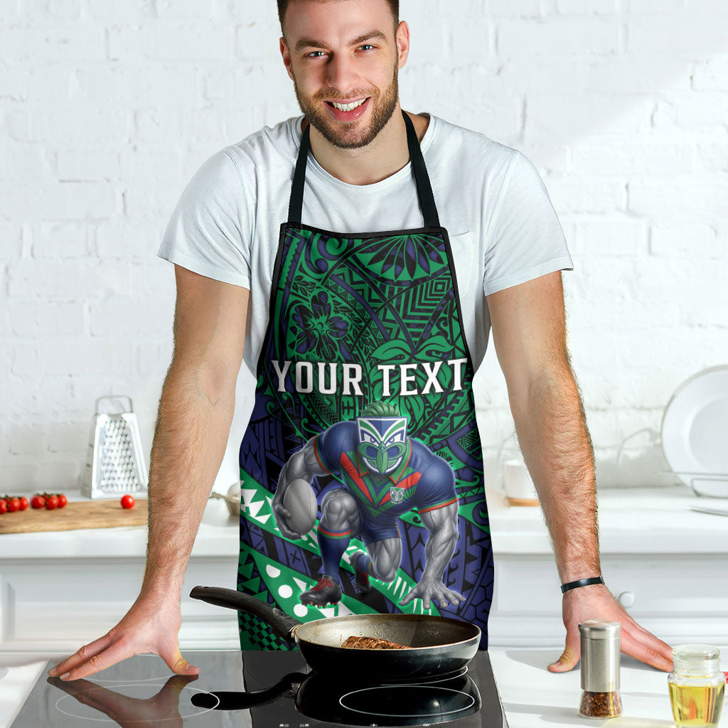 Personalised New Zealand Warriors Apron Polynesian Tribal Art Style With Fierce Warrior Mascot
