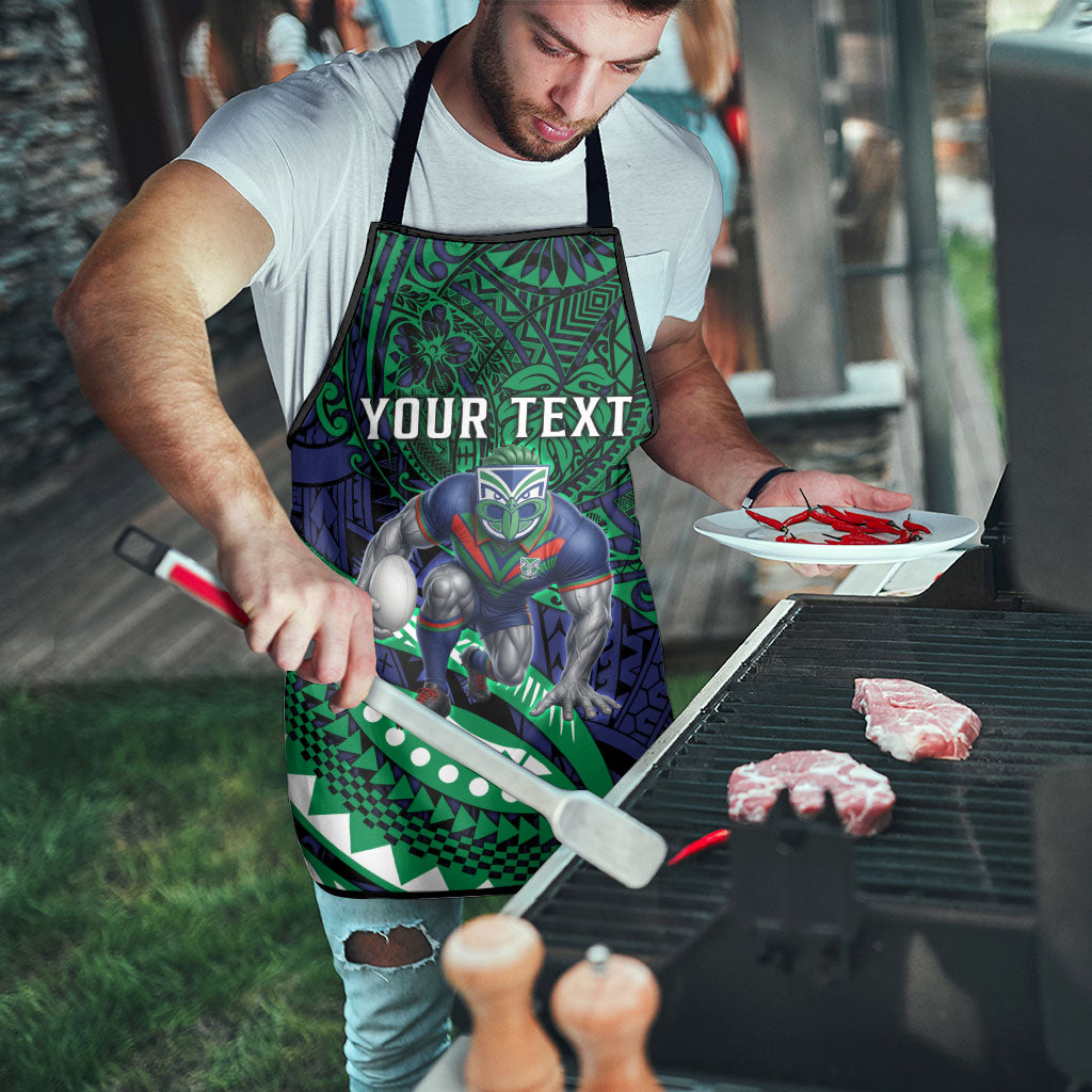 Personalised New Zealand Warriors Apron Polynesian Tribal Art Style With Fierce Warrior Mascot