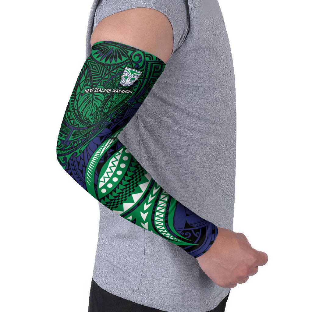 Personalised New Zealand Warriors Arm Sleeves Polynesian Tribal Art Style With Fierce Warrior Mascot