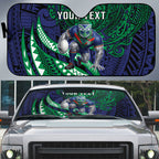 Personalised New Zealand Warriors Auto Sun Shade Polynesian Tribal Art Style With Fierce Warrior Mascot