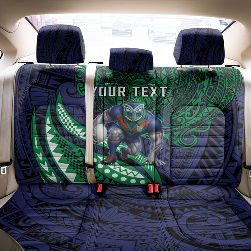 Personalised New Zealand Warriors Back Car Seat Cover Polynesian Tribal Art Style With Fierce Warrior Mascot