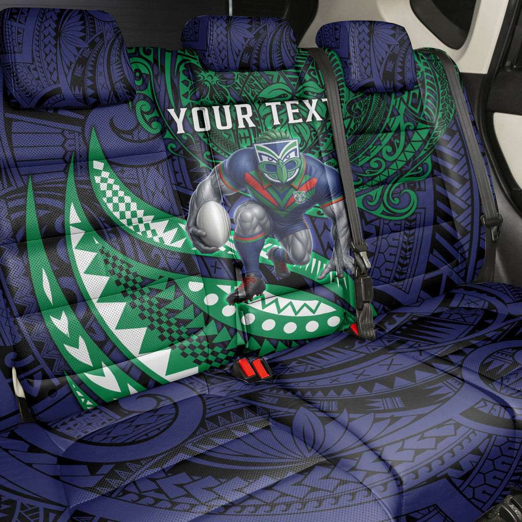 Personalised New Zealand Warriors Back Car Seat Cover Polynesian Tribal Art Style With Fierce Warrior Mascot