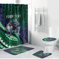 Personalised New Zealand Warriors Bathroom Set Polynesian Tribal Art Style With Fierce Warrior Mascot