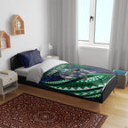Personalised New Zealand Warriors Bedding Set Polynesian Tribal Art Style With Fierce Warrior Mascot