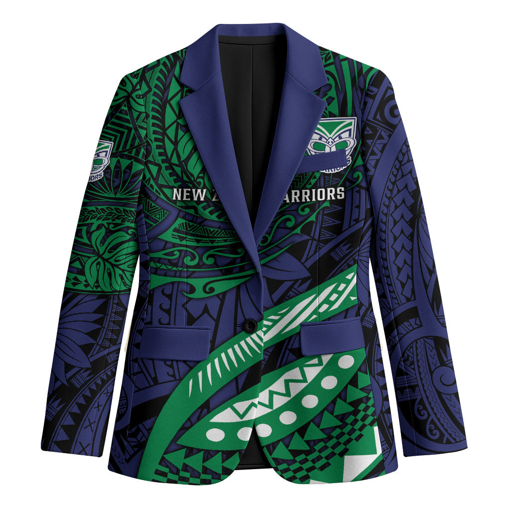 Personalised New Zealand Warriors Blazer Polynesian Tribal Art Style With Fierce Warrior Mascot
