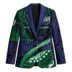 Personalised New Zealand Warriors Blazer Polynesian Tribal Art Style With Fierce Warrior Mascot