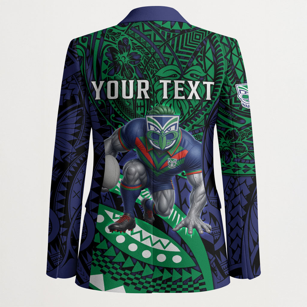 Personalised New Zealand Warriors Blazer Polynesian Tribal Art Style With Fierce Warrior Mascot