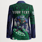 Personalised New Zealand Warriors Blazer Polynesian Tribal Art Style With Fierce Warrior Mascot