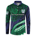 Personalised New Zealand Warriors Button Sweatshirt Polynesian Tribal Art Style With Fierce Warrior Mascot