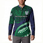 Personalised New Zealand Warriors Button Sweatshirt Polynesian Tribal Art Style With Fierce Warrior Mascot