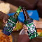 Personalised New Zealand Warriors 4 in 1 Can Cooler Tumbler Polynesian Tribal Art Style With Fierce Warrior Mascot