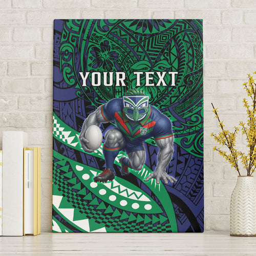Personalised New Zealand Warriors Canvas Wall Art Polynesian Tribal Art Style With Fierce Warrior Mascot