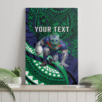 Personalised New Zealand Warriors Canvas Wall Art Polynesian Tribal Art Style With Fierce Warrior Mascot