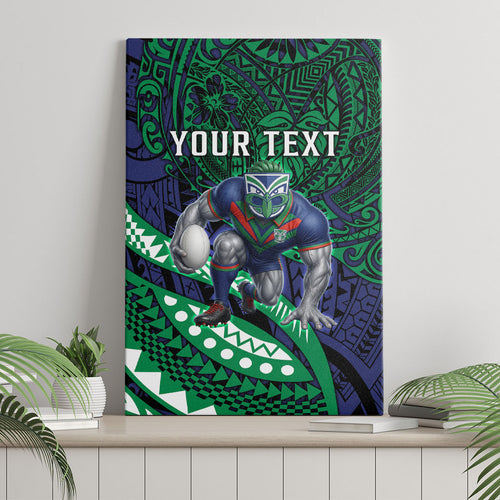 Personalised New Zealand Warriors Canvas Wall Art Polynesian Tribal Art Style With Fierce Warrior Mascot