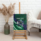Personalised New Zealand Warriors Canvas Wall Art Polynesian Tribal Art Style With Fierce Warrior Mascot