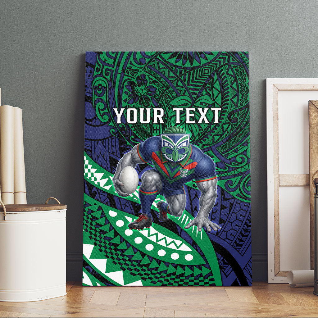 Personalised New Zealand Warriors Canvas Wall Art Polynesian Tribal Art Style With Fierce Warrior Mascot