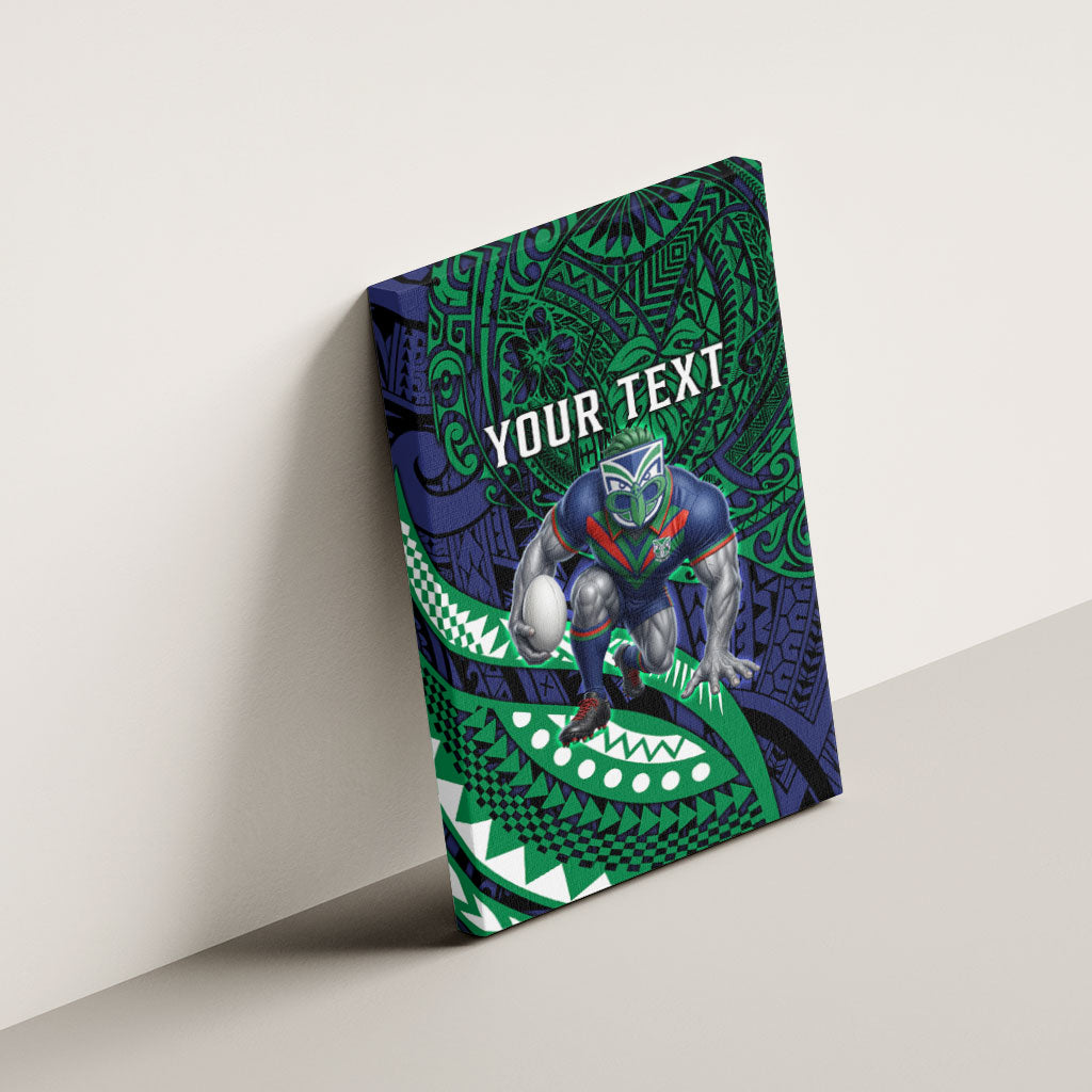 Personalised New Zealand Warriors Canvas Wall Art Polynesian Tribal Art Style With Fierce Warrior Mascot
