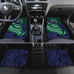 Personalised New Zealand Warriors Car Mats Polynesian Tribal Art Style With Fierce Warrior Mascot