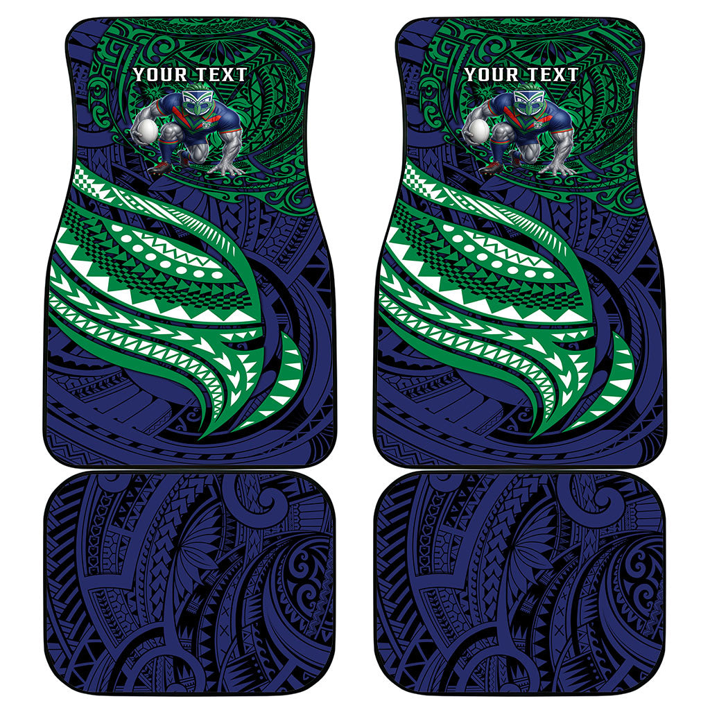 Personalised New Zealand Warriors Car Mats Polynesian Tribal Art Style With Fierce Warrior Mascot