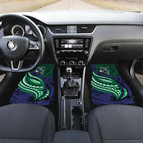 Personalised New Zealand Warriors Car Mats Polynesian Tribal Art Style With Fierce Warrior Mascot