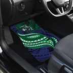 Personalised New Zealand Warriors Car Mats Polynesian Tribal Art Style With Fierce Warrior Mascot