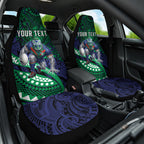 Personalised New Zealand Warriors Car Seat Cover Polynesian Tribal Art Style With Fierce Warrior Mascot