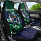 Personalised New Zealand Warriors Car Seat Cover Polynesian Tribal Art Style With Fierce Warrior Mascot