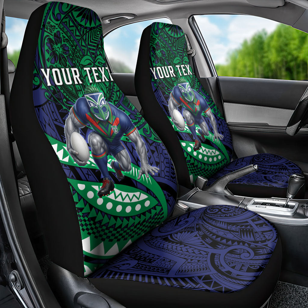Personalised New Zealand Warriors Car Seat Cover Polynesian Tribal Art Style With Fierce Warrior Mascot