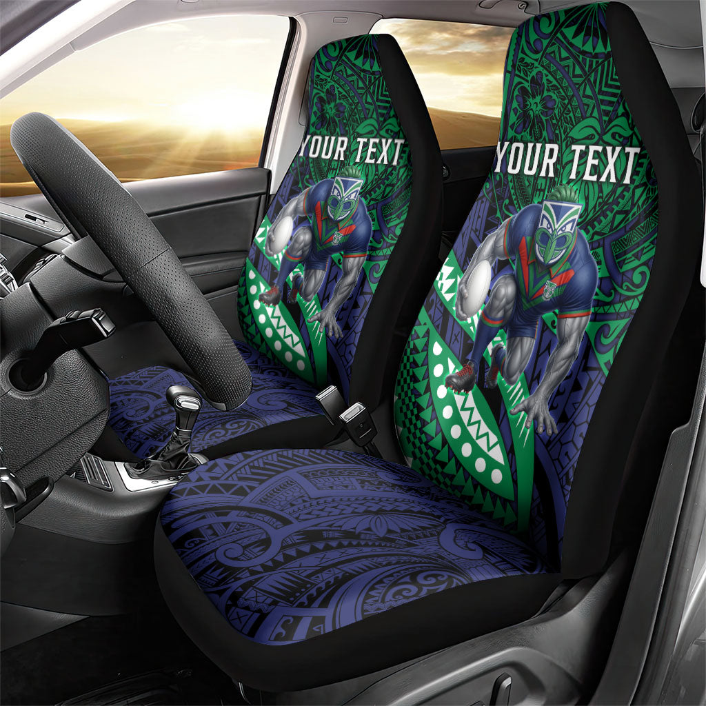 Personalised New Zealand Warriors Car Seat Cover Polynesian Tribal Art Style With Fierce Warrior Mascot