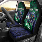 Personalised New Zealand Warriors Car Seat Cover Polynesian Tribal Art Style With Fierce Warrior Mascot