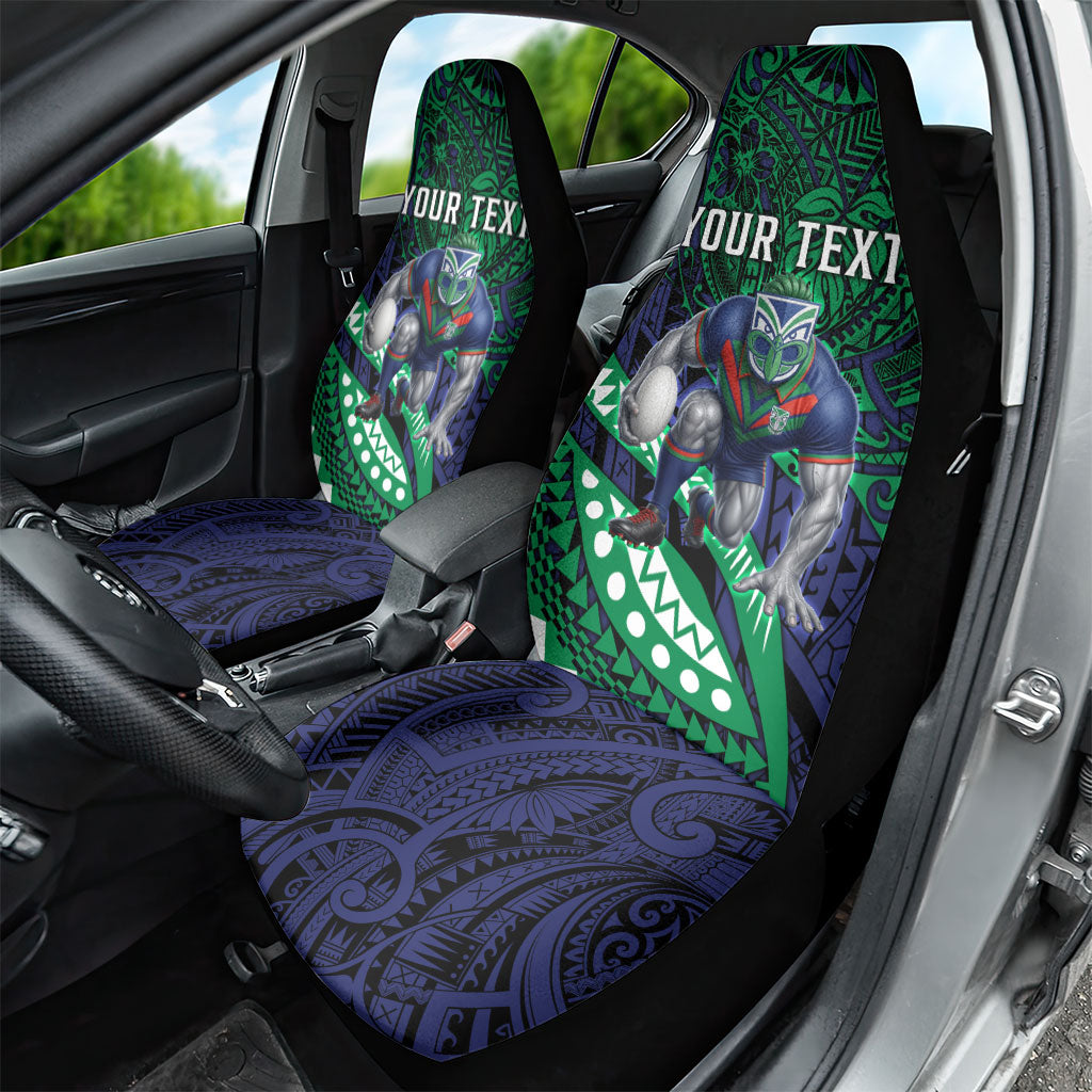 Personalised New Zealand Warriors Car Seat Cover Polynesian Tribal Art Style With Fierce Warrior Mascot