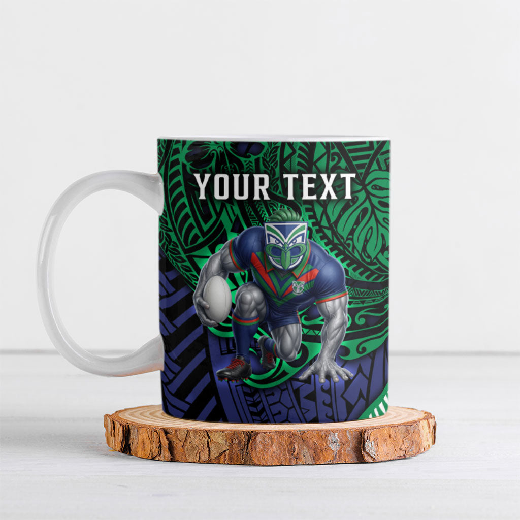 Personalised New Zealand Warriors Ceramic Mug Polynesian Tribal Art Style With Fierce Warrior Mascot
