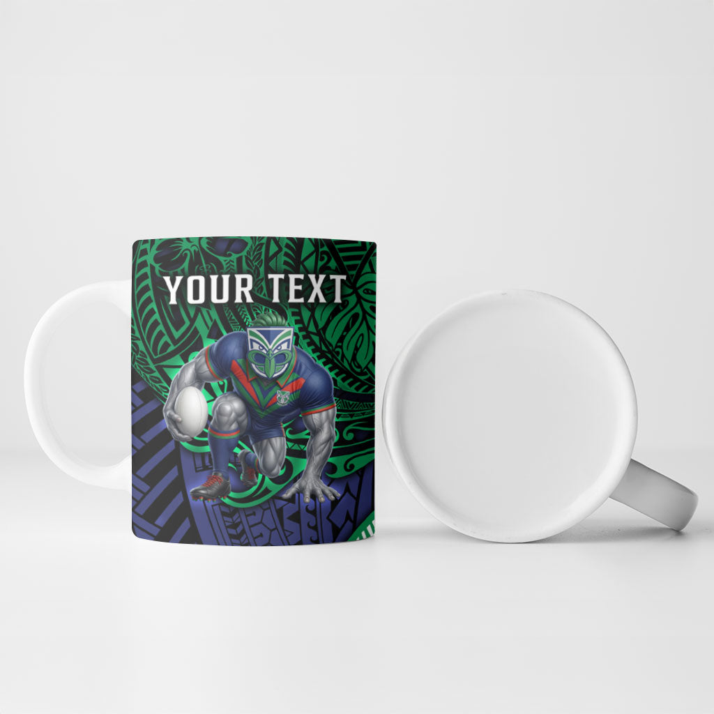 Personalised New Zealand Warriors Ceramic Mug Polynesian Tribal Art Style With Fierce Warrior Mascot